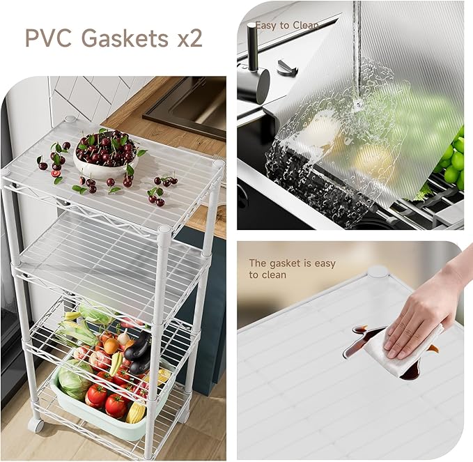 4 Tier Adjustable Storage Shelves,Heavy Duty Metal Utility Shelf Wire Shelving Unit Organizer Rack for Home Kitchen Office Bathroom Pantry Room 12" D x 18" W x 44.5" H