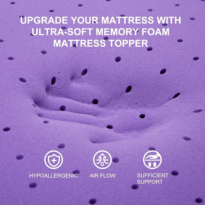 SINWEEK Mattress Topper Twin XL, 2 Inch Gel Memory Foam Mattress Topper College Dorm Ventilated Soft Mattress Pad, Bed Topper, CertiPUR-US Certified