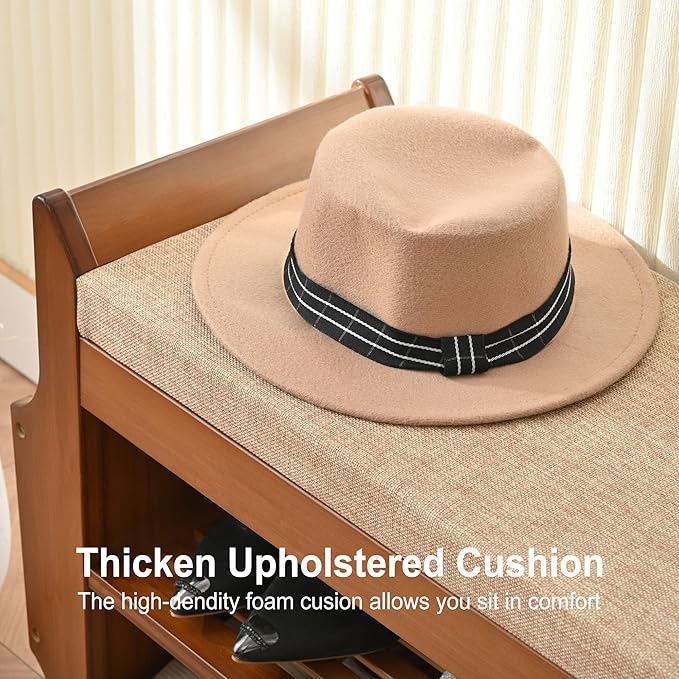 2 Tier Shoe Bench, Bamboo Shoe Rack Bench, Shoe Storage Bench Organizer for Entryway Hallway Living Room