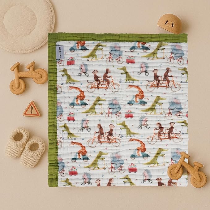 Organic Cotton Muslin Baby Blanket for Boys and Girls - Luxurious Soft Toddler Quilt for Swaddling - Gender Neutral Blankets Makes a Great Gator on The Go