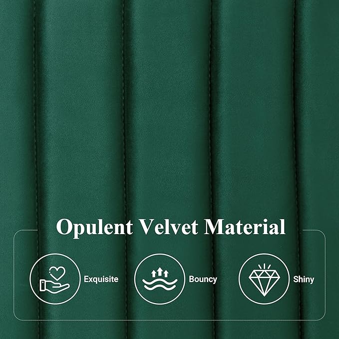 Allewie Queen Bed Frame, Velvet Upholstered Platform Bed with Adjustable Vertical Channel Tufted Headboard, Mattress Foundation with Strong Wooden Slats, Box Spring Optional, Easy Assembly, Green