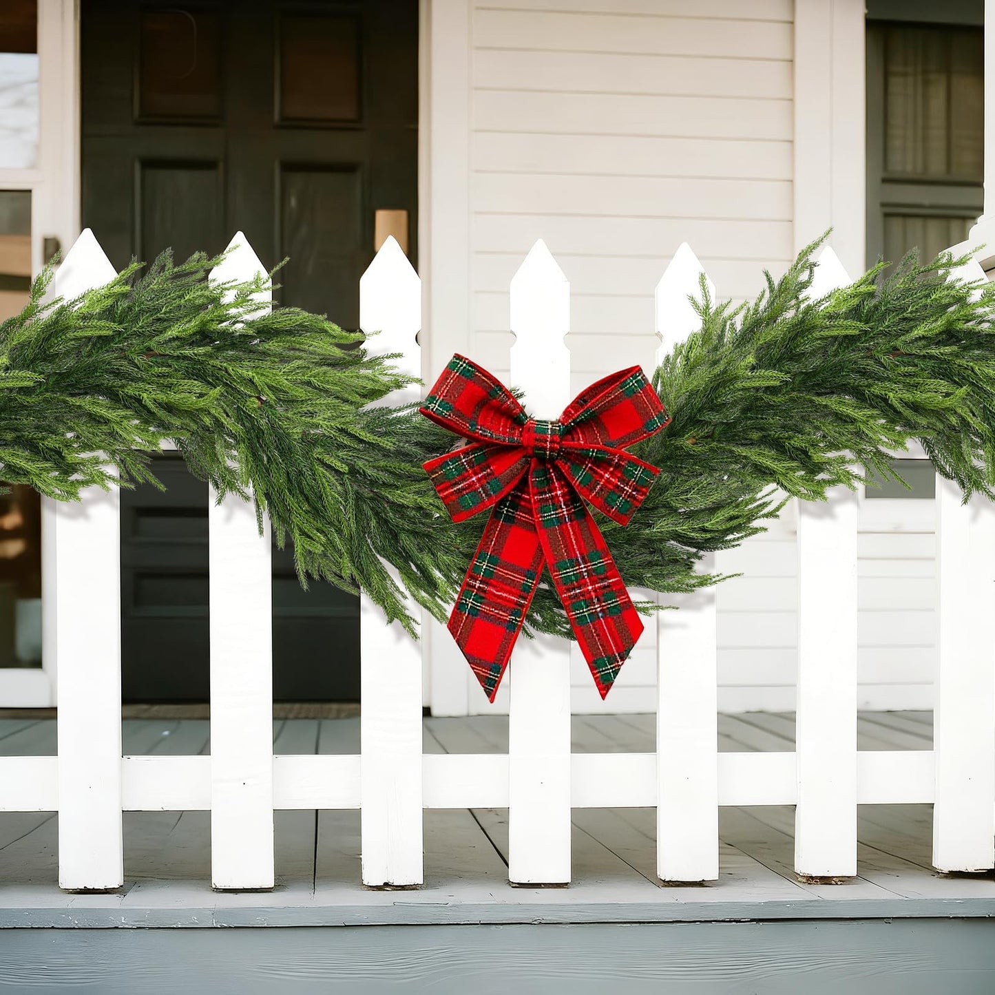 Real Touch Christmas Norfolk Pine Garland - 9ft Artificial Christmas Garland Fake Pine Needles Faux Green Garland for Fireplace,Table,Window,Stairs,Mante,Holiday Indoor Outdoor Xmas Decor(1PCS)