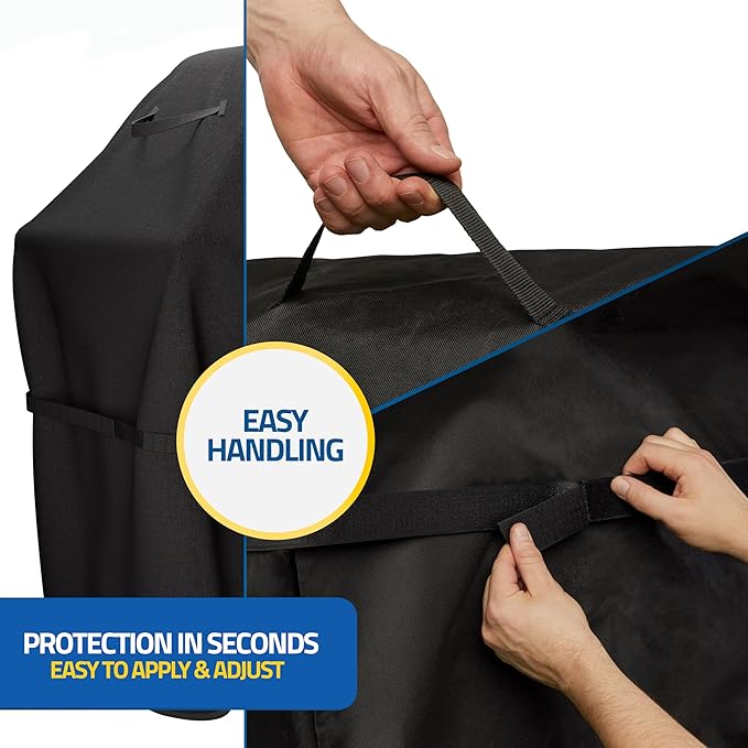 SPRINKS® Grill Cover Weatherproof Grillcover for Weber, Napoleon, Enders - Extra Handles Gas Grill Oxford 600D Fabric [58in x 24in x 48in] - Black
