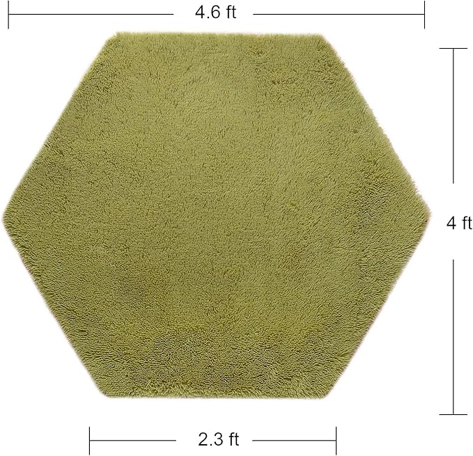 junovo Ultra Soft Rug for Nursery Children Room Baby Room Home Decor Dormitory Hexagon Carpet for Playhouse Princess Tent Kids Play Castle, Diameter 4.6 ft, Green