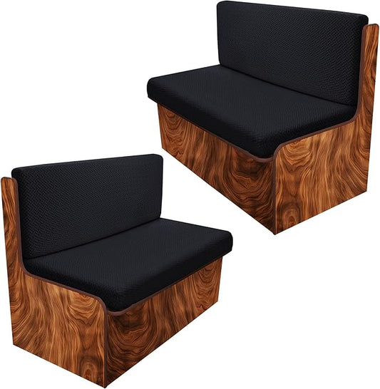 Rv Dinette Cushion Covers,Jacquard Stretchable Camper Cushion Cover,RV Cushion Slipcover,Rv Couch Cover Replacement for RV Camper Car Bench,2 Backrest Covers and 2 Bench Covers (Twill,Black)