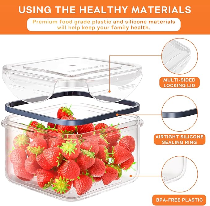 54 PCS Food Storage Containers with Lids Airtight (27 Lids &27 Containers) Leakproof Meal-Prep Kitchen Organization,Stackable Containers for Food Plastic Microwave/Dishwasher Safe with Labels & Pen