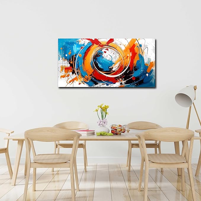 Abstract Wall Art for Office - Colorful Wall Art for Bedroom Ready to Hang Size 24" x 48"