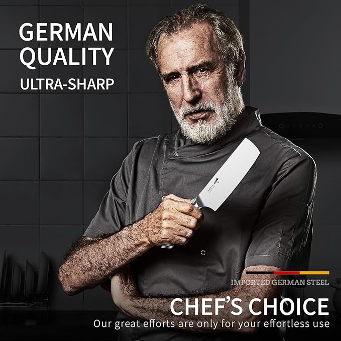 MAD SHARK Nakiri Knife 7 inch Chef Knives, Vegetable Kitchen Knife with High Carbon Stainless Steel Blade, Multipurpose Asian Knife for Chopping, Cutting and Slicing with Ergonomic Handle