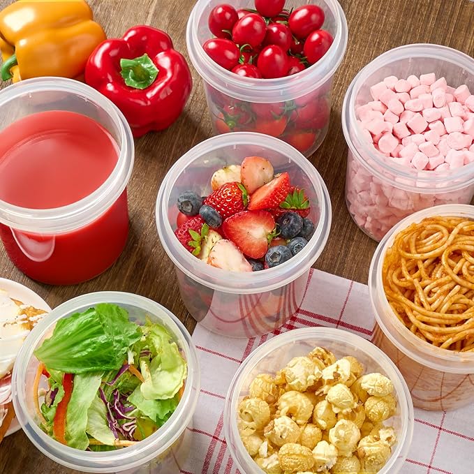 32 oz Freezer Storage Containers with Twist Top Lids, 6 Pack Reusable Meal Prep Containers Plastic Stackable Leakproof Food Storage Containers for Sauce Salad Leftover Oats