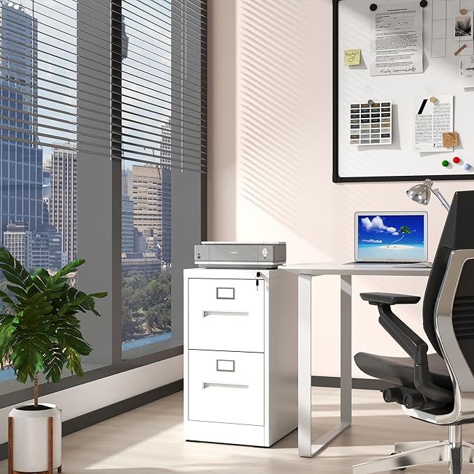 AQY 2 Drawer File Cabinet with Lock,Filing Cabinets for Home Office,Metal File Cabinet 18" Deep Vertical Storage Drawer for Hanging A4/F4/Letter/Legal Size Files, Assembly Require