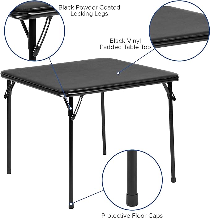 EMMA + OLIVER Kids Black Folding Table
