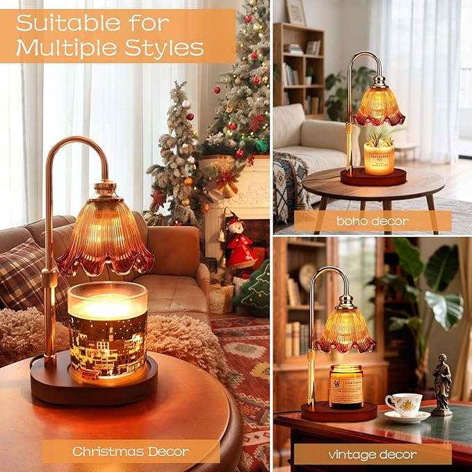 Candle Warmer Lamp with Timer Dimmable: Birthday Gifts for Women & Home Fall Decor for House Warming Gifts New Home– Wax Warmer Gifts for Mom - 3 Timer Modes, 4 Brightness Levels, Adjustable Height