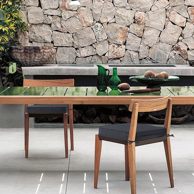 Square Corner Seat Cushions, 19" x 19" x 3", Set of 4, Indoor Outdoor Water Repellent Universal Chair Pads with Ties for Patio Furniture, Garden Deck Dining Chairs, Charcoal