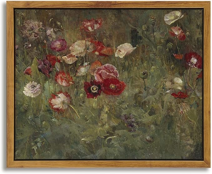 InSimSea Framed Wall Art - Floral Scenic Oil Painting Canvas Prints, Rustic Decor for Bedroom, Bathroom and Office - 8x10in/20x25cm