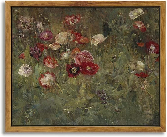 InSimSea Framed Wall Art - Floral Scenic Oil Painting Canvas Prints, Rustic Decor for Bedroom, Bathroom and Office - 8x10in/20x25cm