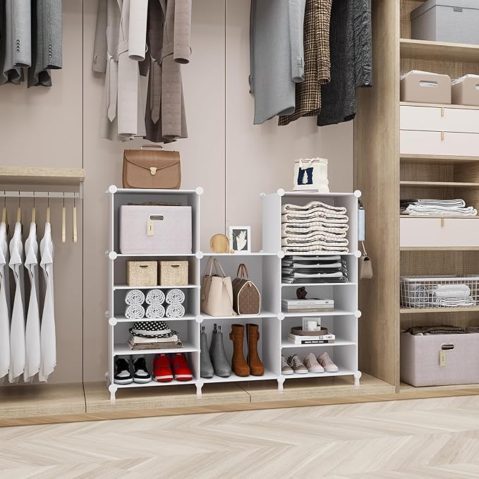 AWTATOS Closet Organizer 8 Cube Storage Shelves Closet Clothes Organizers and Storage Stackable Cubby Shelving for Closet Bedroom Living Room Office White