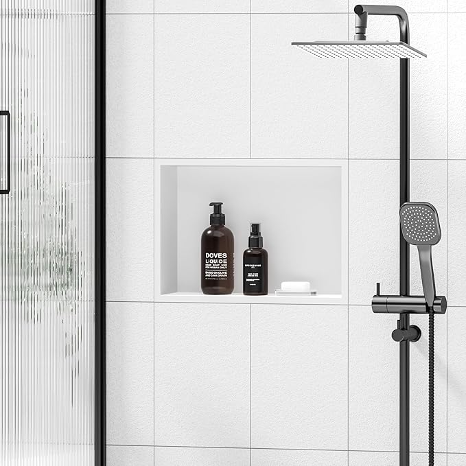 Stainless Steel Shower Niche 18" X 12", No Tile Needed Wall Niche, Recessed Shower Shelf for Bathroom Storage, Matte White