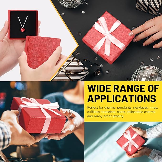 Glarks 17pcs 2.95 x 2.95in Jewelry Gifts Boxes Kit, Red Fan Shaped Jewelry Boxes for Ring Earring Jewelry, Christmas, Birthday, Anniversaries, Valentine’s Day, Mother’s Day and Other Festivals