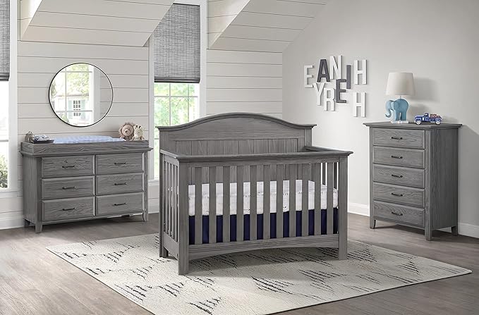 Soho Baby Chandler Premium 4-in-1 Convertible Crib, Graphite Gray, GreenGuard Gold Certified