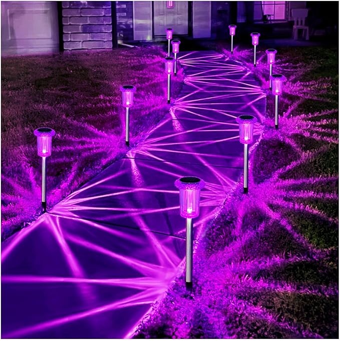 Halloween Solar Lights Outdoor 10 Pack Solar Pathway Lights Outdoor Halloween Decorations Waterproof Yard Lighting for Driveway Garden Walkway Path Landscape Lawn