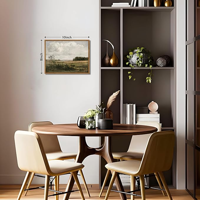 Floating Framed Vintage Canvas Wall Art - Wilderness Landscape Wall Decor, Elegant Natural Farmhouse Scenery Paintings Print for Living Room Bedroom Office Home Decoration 8x10 inch