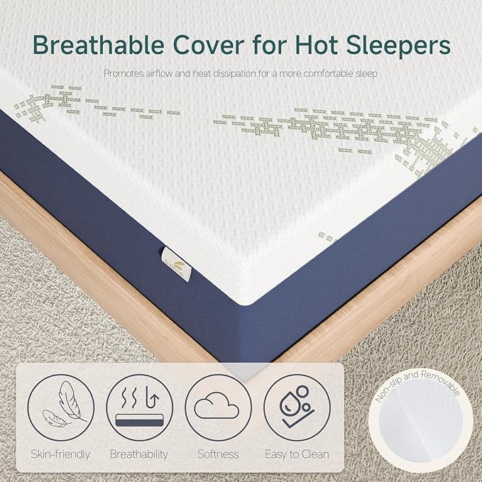 10 Inch King Mattress, Gel Memory Foam Bed in a Box, Medium Firm, CertiPUR-US Certified, Pressure Relief, Comfortable Sleep for Couples, Master Bedrooms, Guest Rooms