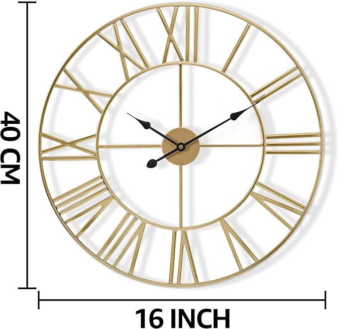 Sorbus Large Wall Clock for Living Room Decor – Easy to Hang 16-Inch Big Wall Clock – Metal Wall Art for Kitchen, Bedroom, Home, Office – Analog Decorative Wall Clock (Silver)