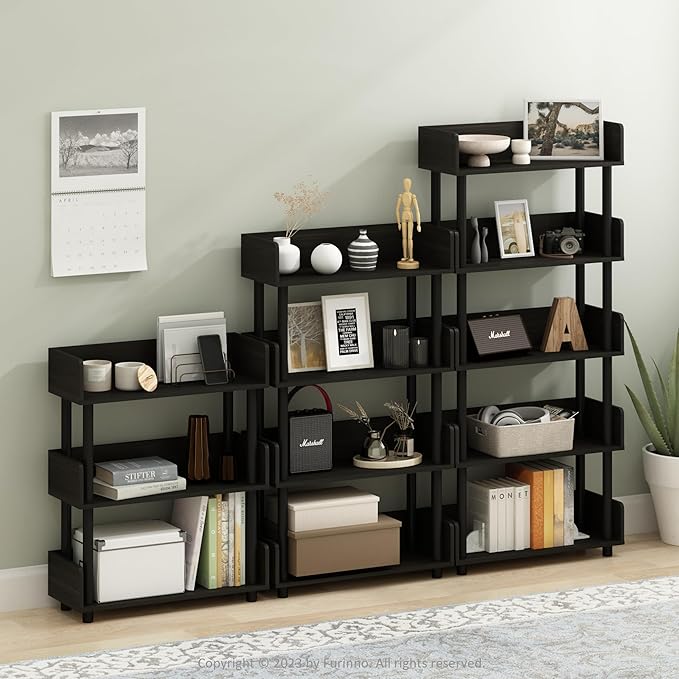 Furinno Turn-N-Tube 3-Tier Freestanding Multipurposes Display Rack, Bookshelf, Espresso