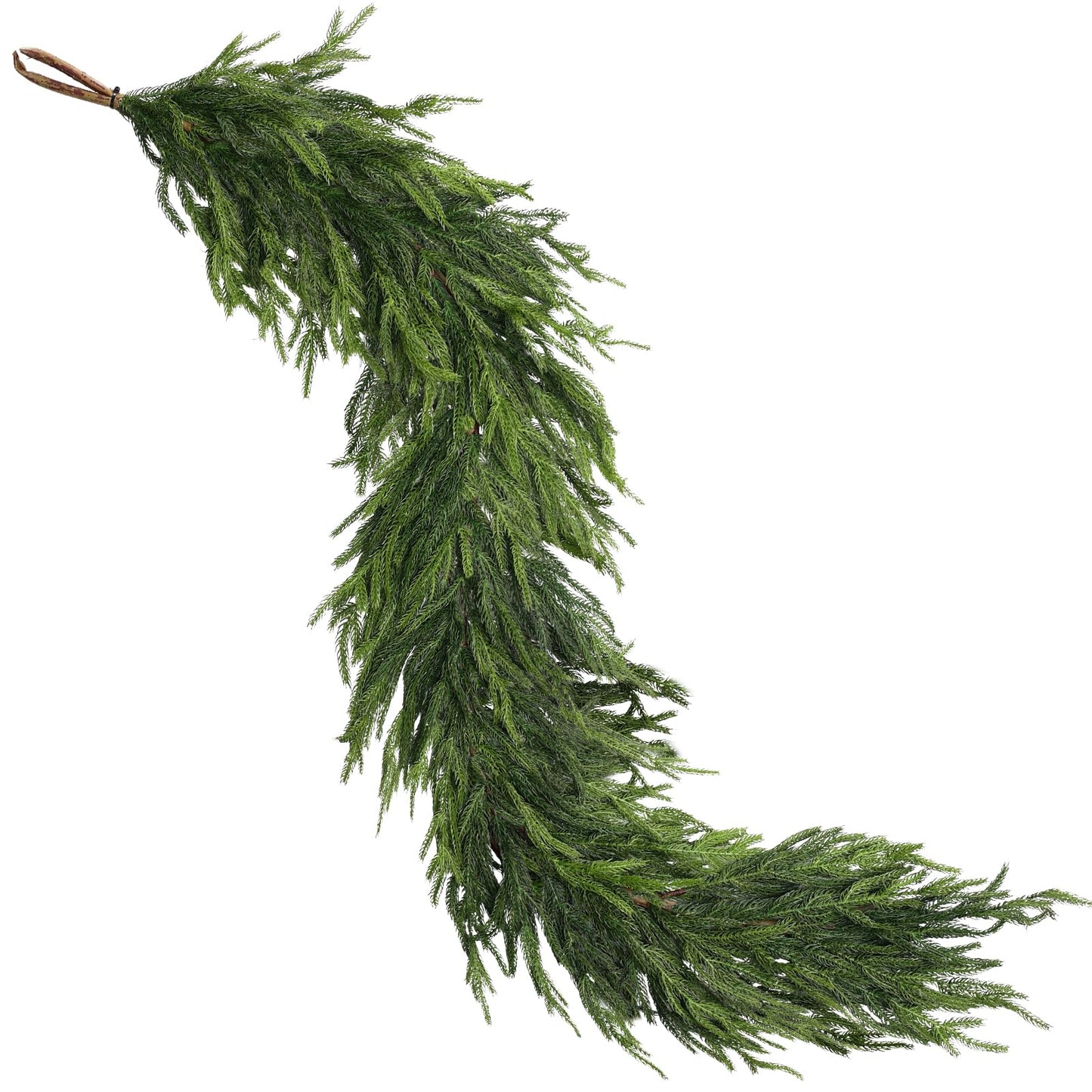 Real Touch Christmas Norfolk Pine Garland - 9ft Artificial Christmas Garland Fake Pine Needles Faux Green Garland for Fireplace,Table,Window,Stairs,Mante,Holiday Indoor Outdoor Xmas Decor(1PCS)
