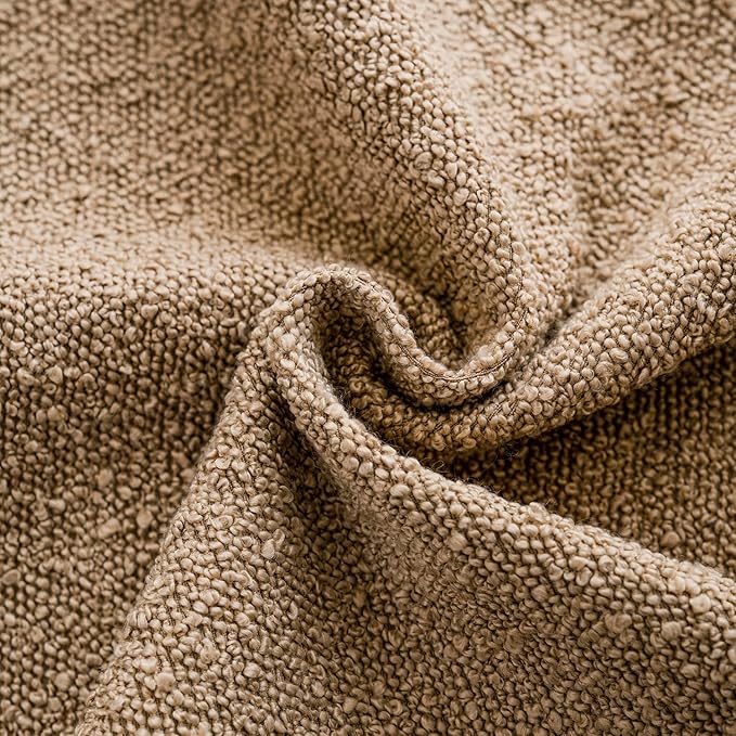 Foindtower Set of 2, Decorative Textured Boucle Throw Pillow Covers Accent Solid Pillow Cases Soft Cozy Couch Cushion Case for Chair Sofa Bedroom Living Room Home Decor 16 x 16 Inch Taupe Khaki Camel