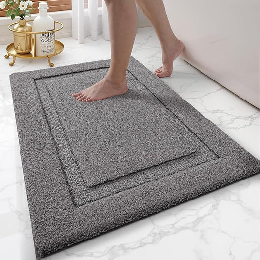 LUMI Bathroom Rugs Non Slip, Ultra Soft, Absorbent, Quick Dry, Washable Bath Mat, Upgraded Premium Microfiber, Plush Carpet for Bathtub and Shower Floor, Dark Grey, 24x36