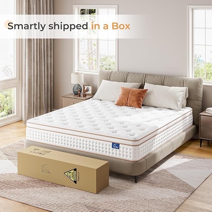 Vesgantti Full Mattress, 10 Inch Memory Foam Hybrid Mattress in a Box with Individual Pocket Spring, Full Size Mattress for Pressure Relief, Motion Isolation, Medium Firm Support