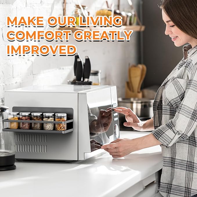 Grtard 2 Pack Magnetic Spice Rack for Refrigerator, Black Magnetic Shelves for Side of Refrigerator, Metal Magnetic Refrigerator Shelves, Magnetic Spice Racks for Jars, Home, Kitchen, Cabinet