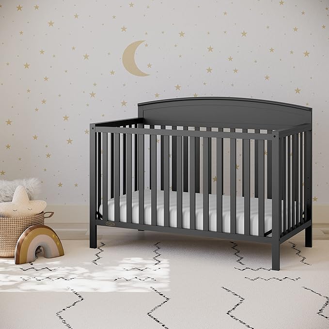 Graco Benton 5-in-1 Convertible Crib (Gray) – GREENGUARD Gold Certified, Converts from Baby Crib to Toddler Bed, Daybed and Full-Size Bed, Fits Standard Full-Size Crib Mattress