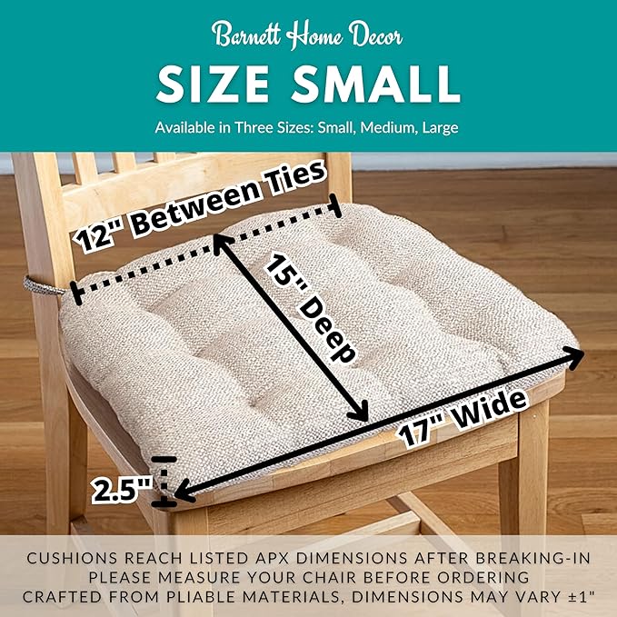 Barnett Home Decor Avante Spa Dining Chair Cushions - 15 x 17 Size Small Chair Pad - Latex Foam Fill - Reversible - Made in USA (Aqua Stripe/Small)