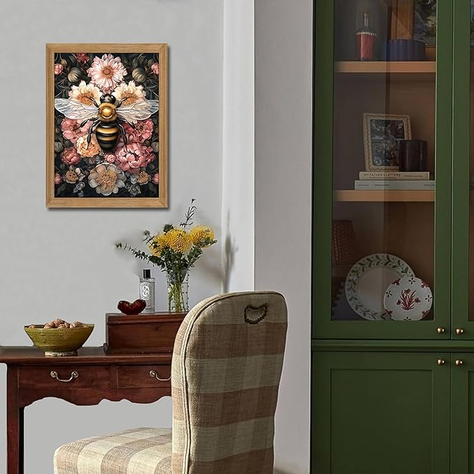 Framed Vintage 3D Textured Wall Art - Gothic Butterfly Wall Decor - Hand Drawn Sandstone Nature Botanical Pictures for Living Room Bedroom Home Decor 16x24 inches