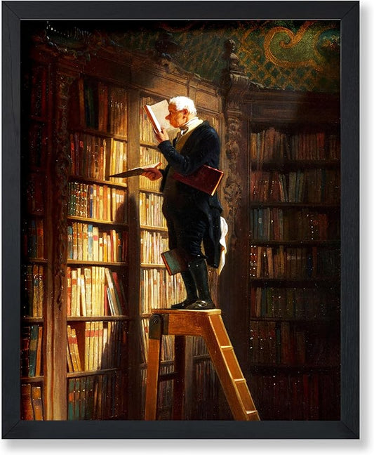 Poster Master Vintage The Bookworm Print - Retro Reading Book Print - Book Lover Art - Library Painting Wall Design - Librarian Art - Great Living Room or Office Wall Decor - 18x24 Unframed Wall Art