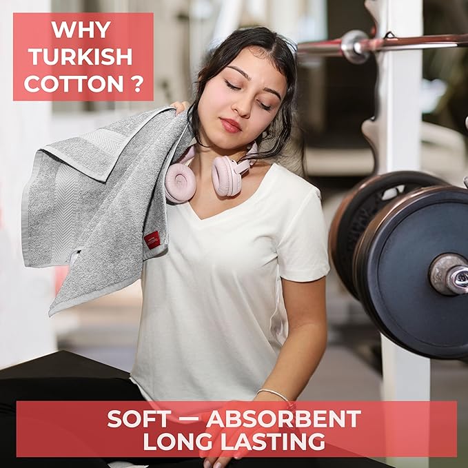 TEXTILOM 100% Turkish Cotton 3 Pcs Bath Towel Set, Luxury Bath Towels for Bathroom, Soft & Absorbent Bathroom Towels Set (1 Bathtowel, 1 Hand Towel, 1 Washcloth)- Light Grey