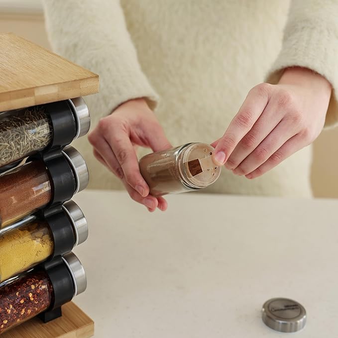 Orii 16-Jar Rotating Spice Rack with Spices Included – Pre-Filled Spice Racks with 5-Year Refill Program - Flavorful Spices
