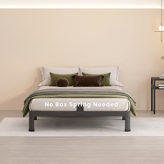 MAF 4 Inch Twin Metal Platform Bed Frame with Round Corner Legs, 3000 LBS Heavy Duty Steel Slats Support, Noise Free, No Box Spring Needed, Easy Assembly