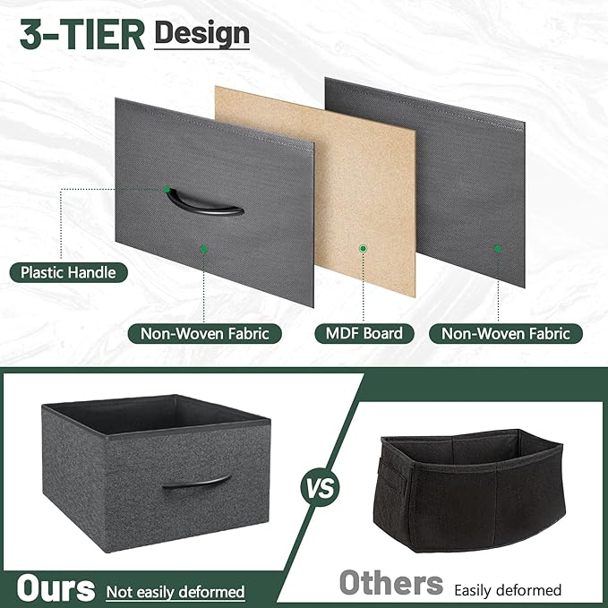 TV Stand for Bedroom, Television Stand for TV up to 46 Inch Entertainment Center Dresser with 4 Drawers Open Storage Shelves for Living Room, Entryway (Grey and Charcoal Black)