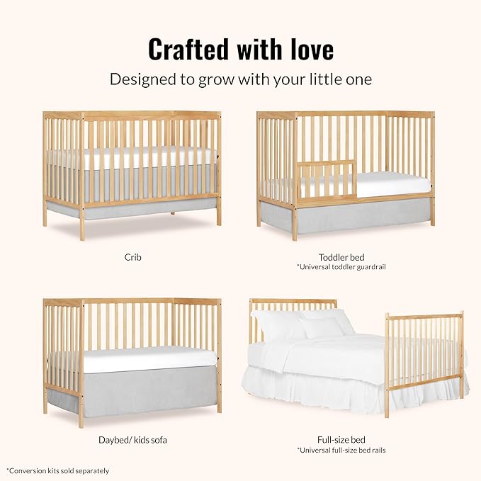 Dream On Me Synergy 5-In-1 Convertible Crib In Natural, Greenguard Gold Certified