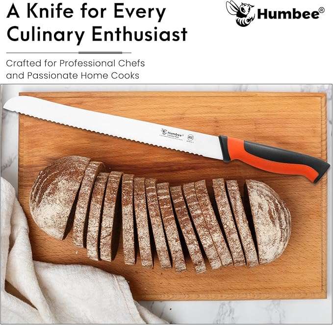 12-Inch Serrated Bread Knife, Premium High Carbon Stainless Steel Blade Knife for Bread with Ergonomic Handle, NSF Certified, DT-30 Series, Orange