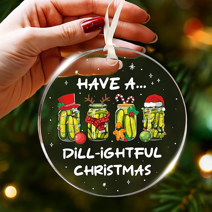 Dill Pickle Ornament - Dill Pickle Ornaments for Christmas Tree - Unique Feature of Small Pickle Ornaments - Ideal Gift for Christmas Tree, Perfect Pickles Ornament for Xmas