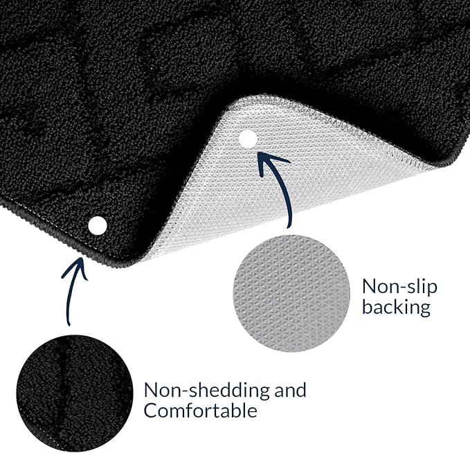 Walensee Indoor Doormat, Front Door Mat for Entrance (24"x35" Black) Machine Washable Entryway Rug, Non Slip Trapper Door Rugs Absorbent Dirt Low Profile Shoes Scraper Inside Floor Mats