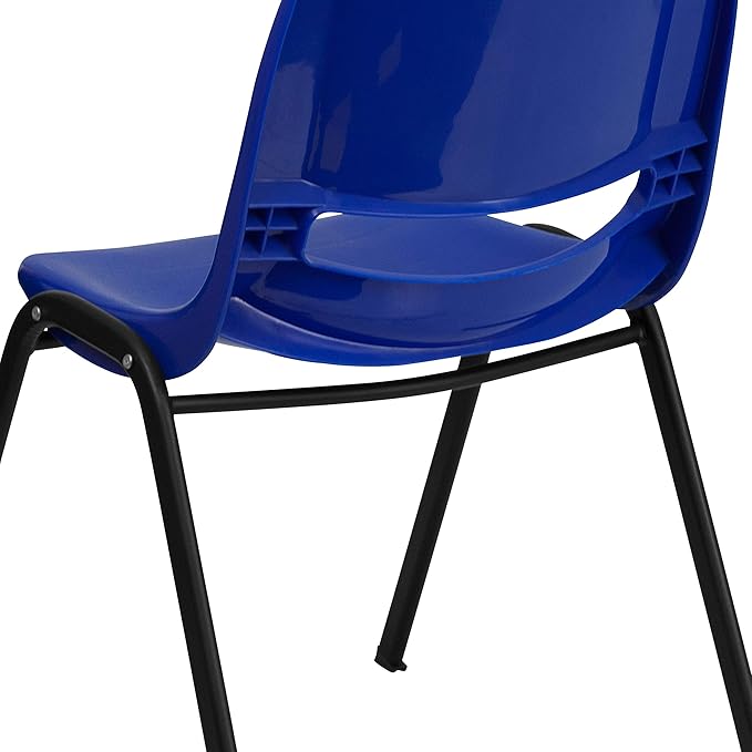 EMMA + OLIVER Blue Ergonomic Shell Student Stack Chair - Classroom Chair / Office Guest Chair