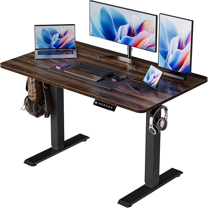 BIZUM 40x24 Inch Electric Standing Desk with Memory Presets, Quiet Motor Height Adjustable Stand Up Desk for Home Office & Gaming, Ergonomic Sit Stand Workstation，Walnut