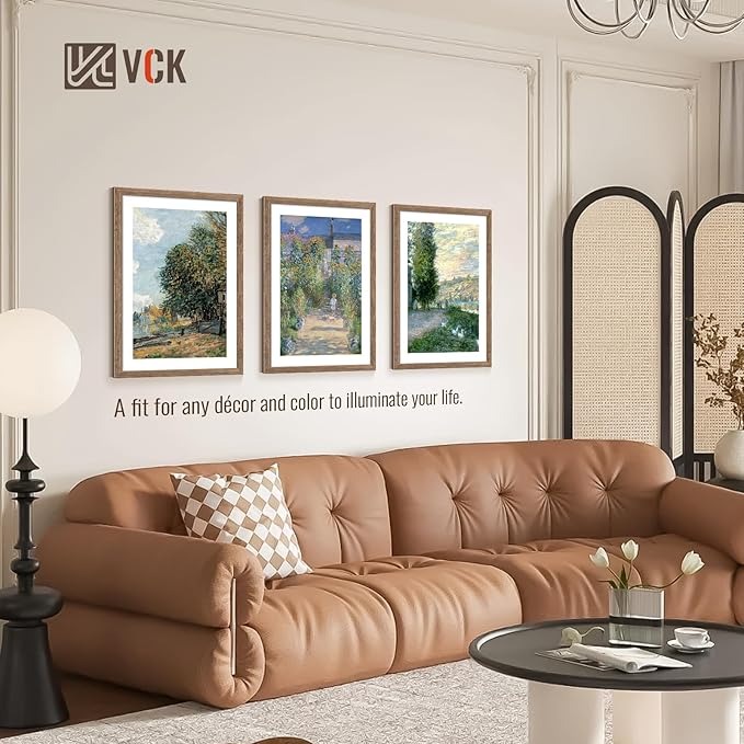 VCK 20x30 Poster Frame Set of 4 - Walnut, Gallery-Quality Wood Picture Frames, 1.1-Inch Wide Border, Polished Plexiglass, Vertical or Horizontal Wall Display for Photo/Art/Prints, Walnut