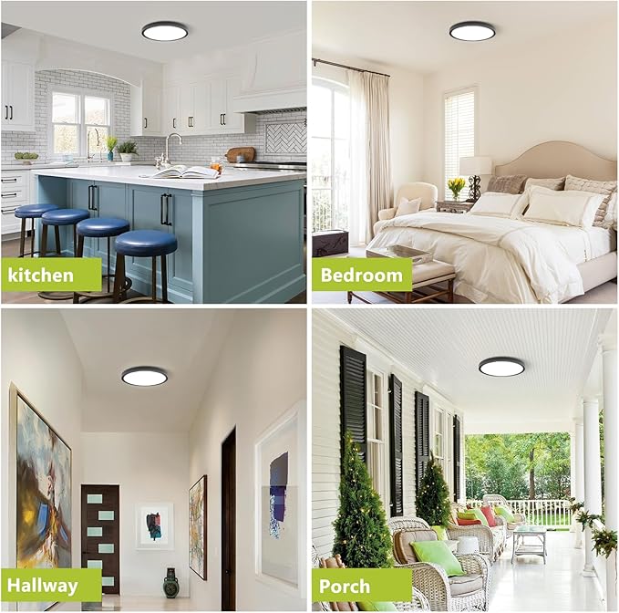 20'' Dimmable LED Flush Mount Ceiling Light with Remote Control, 2700K-6500K Color Temp Adjustable, 4200LM Ultra-Thin Flat Round Fixtures for Bedroom, Kitchen, Office, Black