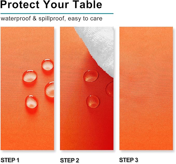 Hiasan Pumpkin Orange Rectangle Tablecloth - Waterproof Washable Polyester Fabric Table Cloth for Buffect Dining Birthday Party Wedding, 60 x 140 Inch